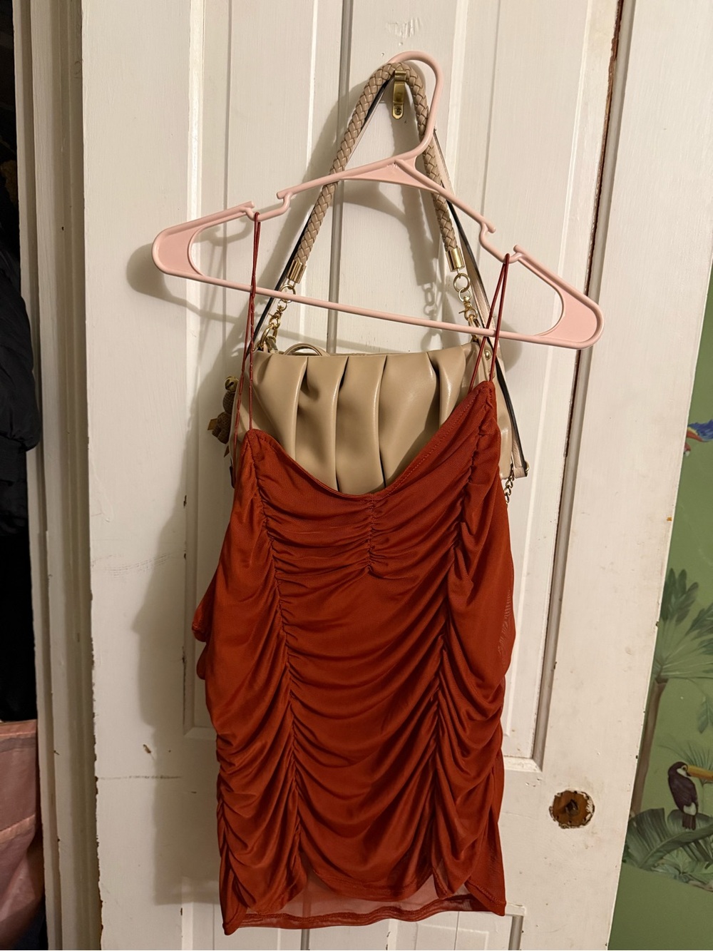 Source Unknown Rust Red Ruched Slip Dress